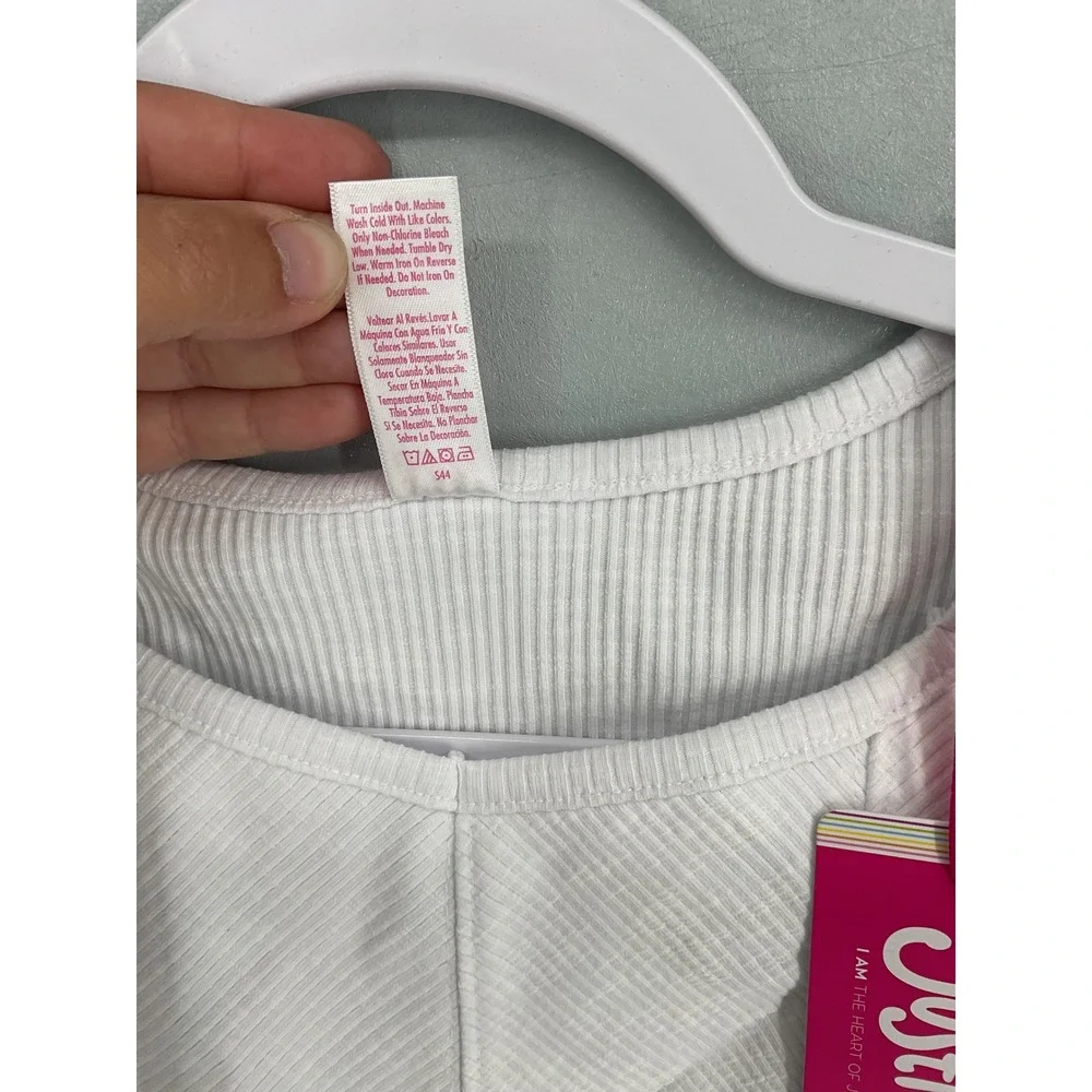 Justice Girls Tank Top White Ribbed Base Layer Sleeveless S 7/8